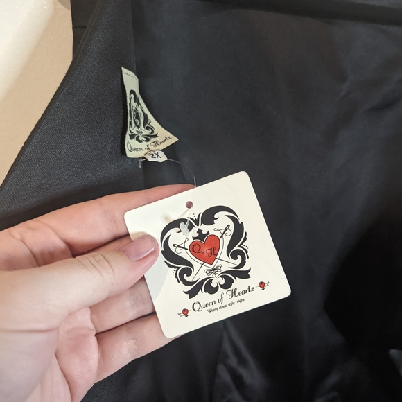 Tea length Black satin Queen of Heartz Dress 2XL - Picture 10 of 12
